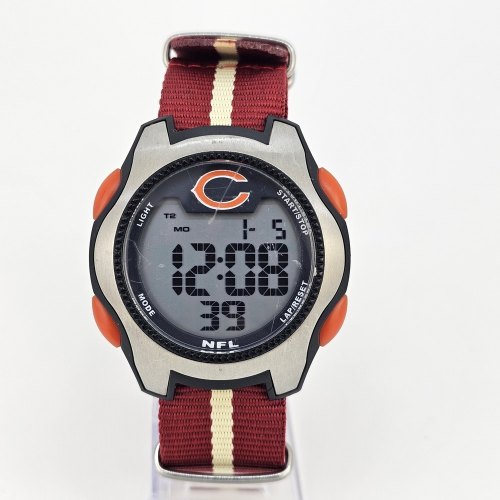 Chicago Bears Digital Men's Watch Game Time 44MM New Canvas‎ Band New Battery